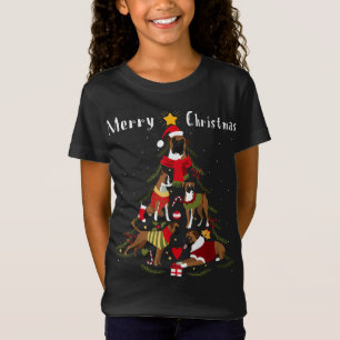 T-Shirt Boxer Chien Noël Arbre de Noël Amoureux des chiens