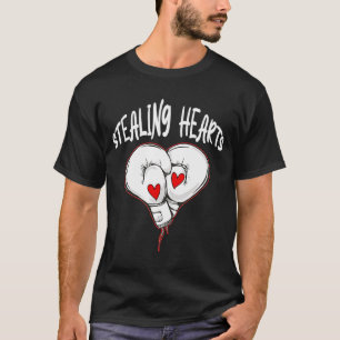 T-shirt Boxer d'amour rétro Gants de boxe Voler Coeurs Val