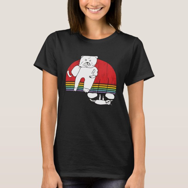 T-shirt Boxer Dog and Cat Working Out Lifting Weights (Devant)
