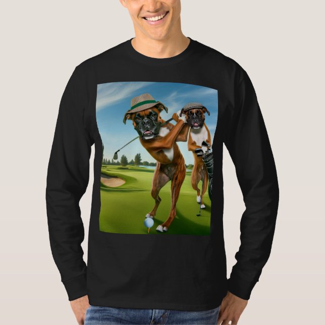 T-shirt Boxer Dogs Playing Golf (Devant)