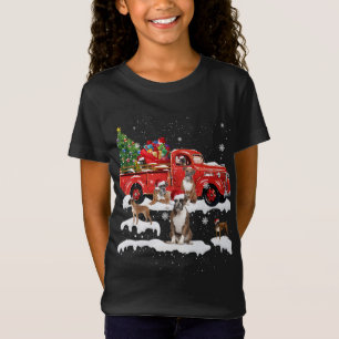 T-Shirt Boxer équitation Camion Rouge Joyeux Chien de Noël