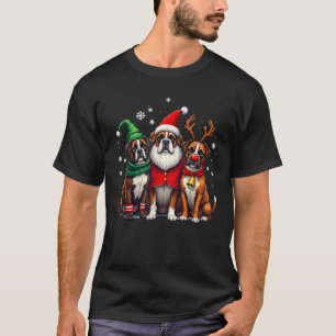 T-shirt Boxer Noël Chiens Drôle Santa Renne Elfe Holi