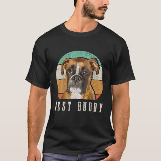 T-shirt Boxer Papa Boxer Maman Best Buddy Retro Chien Vint