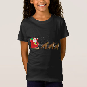 T-Shirt Boxer Père Noël Sleigh de Noël - Drôle Chien Boxer