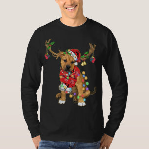 T-shirt Boxer Pitbull mix Gorgeous Reindeer Christmas Ligh