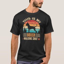 T-shirt Boxer Walking Dad German Dog Walker Retro Sunset