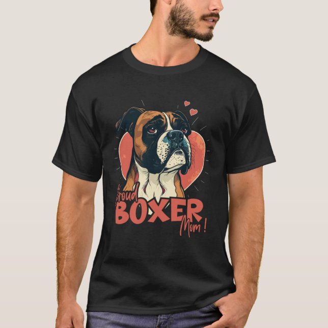 T-shirt Boxerdog with heartdecoration Proud Boxermom (Devant)