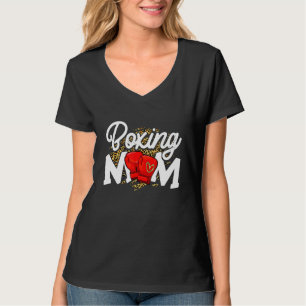 T-shirt Boxing Mom Cute Leopard Heart Fête des mères