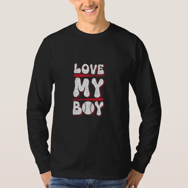 T-shirt Boy Mom Baseball Love My Boy Mother Son (Devant)