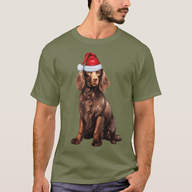 T-shirt Boykin Amoureux des chiens espagnol drôle Noël (Devant)