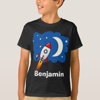 T-shirt Boys Colorful Rocket Ship Space Galaxy et nom