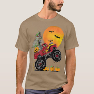 T-shirt Boys Halloween Monster Truck Crash Citrouille Dino