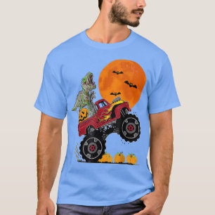 T-shirt Boys Halloween Monster Truck Crash Citrouille Dino