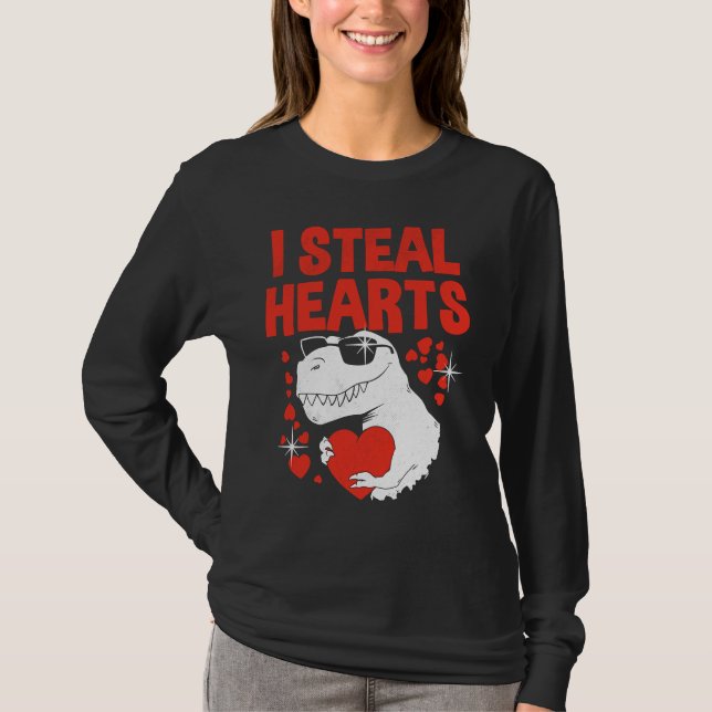 T-shirt Boys Valentines Day Kids Dinosaur T rex Lover I St (Devant)