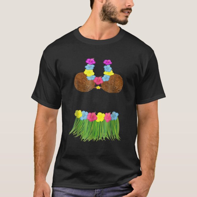 T-shirt Bra de noix de coco hawaïenne drôle Cool costume d (Devant)