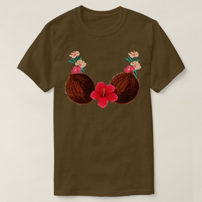 T-shirt Bra de noix de coco - Lei - Costume d'été - Hawaii (Design devant)