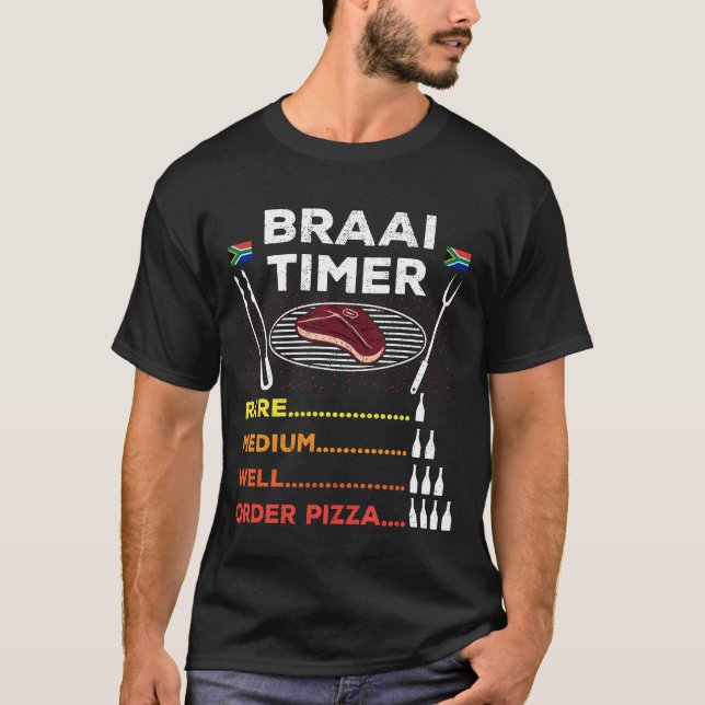 T-shirt Braai Timer Commander Pizza African BBQ Funny T-Sh (Devant)