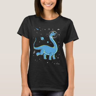 T-shirt Brachiosaurus Bleu Dinos Dans L'Espace