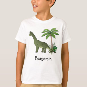 T-shirt Brachiosaurus Et Palmier Avec Nom Enfant