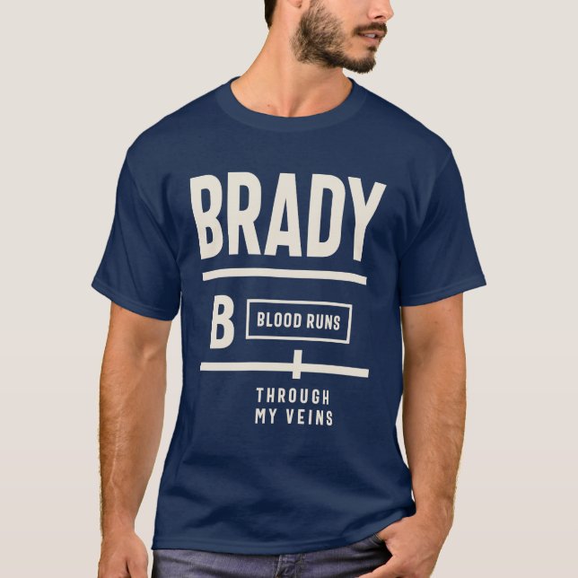 T-shirt Brady Blood Traverse Mes Veines - Nom Brady (Devant)