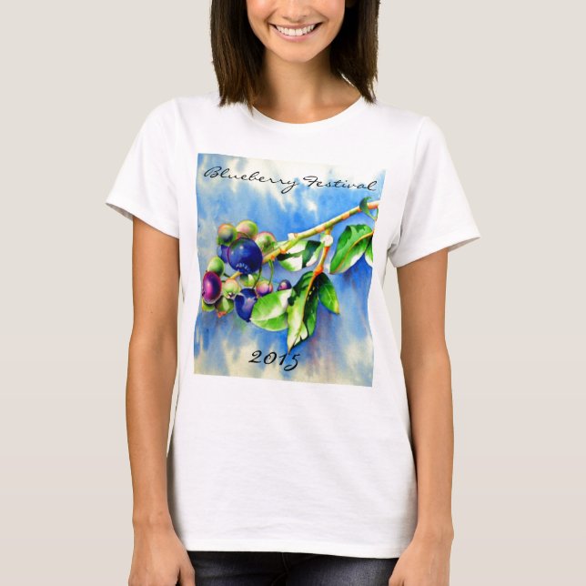T-shirt Branche de bleuet, aquarelle (Devant)