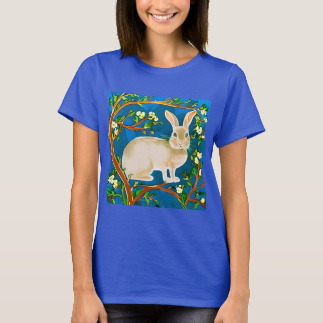 T-shirt Branches de lapin sauvage et de fleurs (Devant)