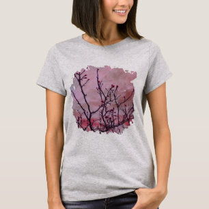 T-shirt Branches Foncé Avec Aquarelle Boutons Rouges
