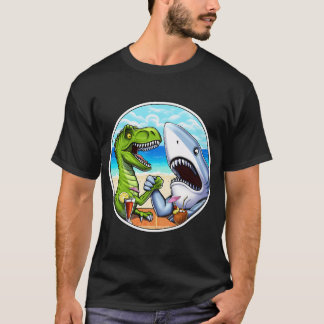 T-shirt Bras de fer requin dinosaure T-Rex