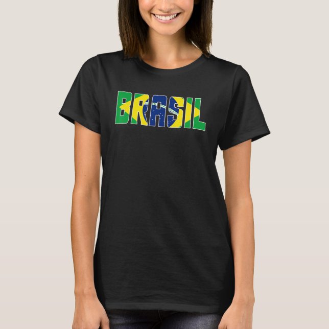 T-shirt Brasil Drapeau Brésilien Soccer Ventilateur Hommes (Devant)