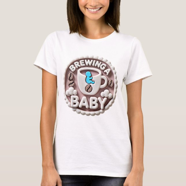 T-shirt Brasser un bébé Faire-part - Thème café (Devant)