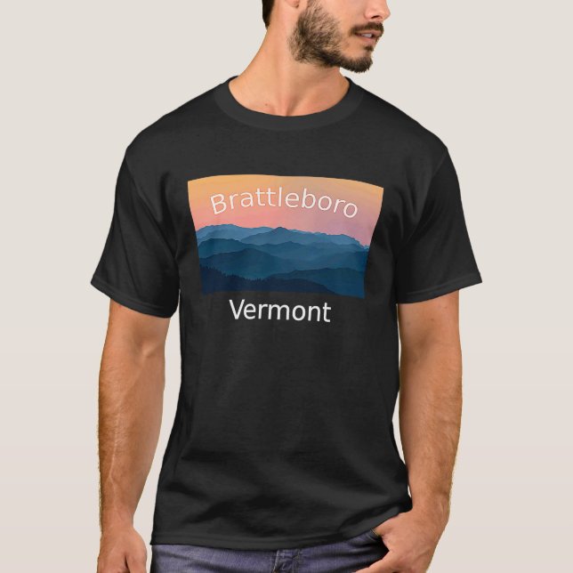 T-shirt Brattleboro Vermont Mountain sunset ville natale (Devant)