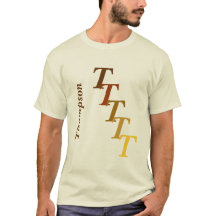 T - Shirt - Brauner Name und gestaffelte Initialen