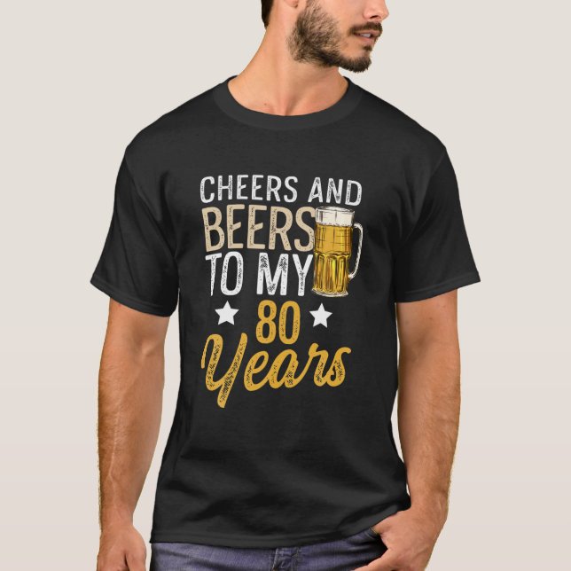 T-shirt Bravo Et Bières À Mes 80 Ans Bière Birthda (Devant)
