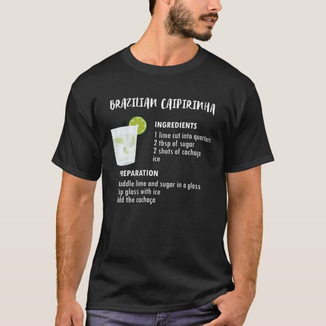T-shirt Brazilian Caipirinha Recipe for Cachaca (Devant)