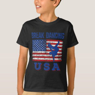 T-shirt Break Dancing Usa American Flag Breaking Bboy Hip