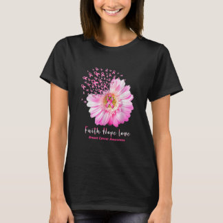 T-shirt Breast Cancer Awareness Faith Hope Love Daisy