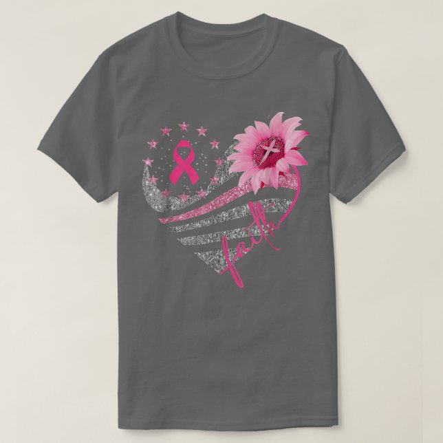 T-shirt Breast Cancer Awareness Sun Flower Faith Bling Bli (Design devant)
