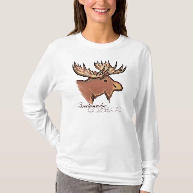 T-shirt Breckenridge Colorado femme moose brune (Devant)