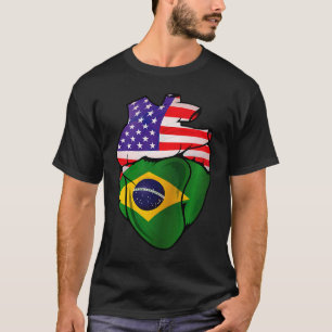 T-shirt Brésil Américain Fractionné Coeur Anatomique Avec