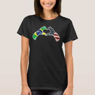T-shirt Brésil Américain USA Drapeau USA Brésil Coeur
