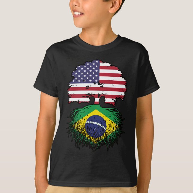 T-shirt Brésil Brésil Amérique États-Unis drapeau des raci (Devant)