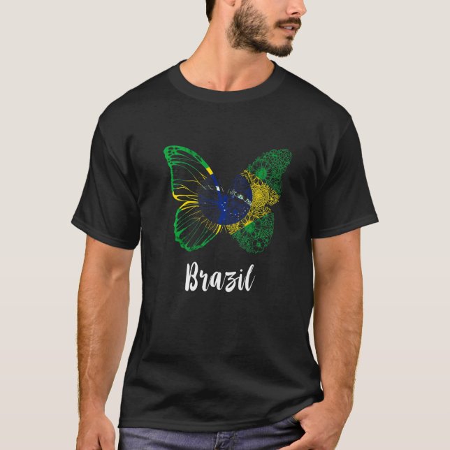 T-shirt Brésil Brésil Barrage drapeau papillon Brasilien H (Devant)