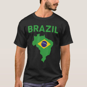 T-shirt Brésil Brésil Drapeau et carte Jaune