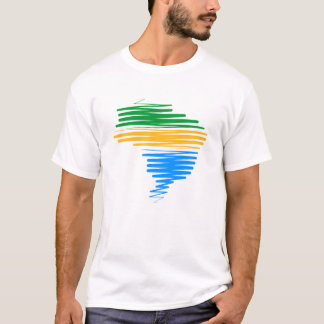 T-shirt Brésil carte frontière avec drapeau brésilien coul