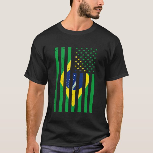 T-shirt Brésil Chemise Brasil Football USA Amérique Drapea (Devant)