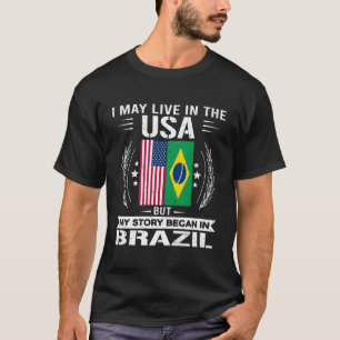 T-shirt Brésil Chemise Fier Brésil Et États-Unis Drapeaux 