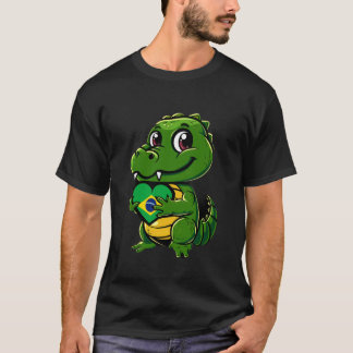 T-shirt Brésil Cute Alligator Cœur Racines Brésiliennes Br