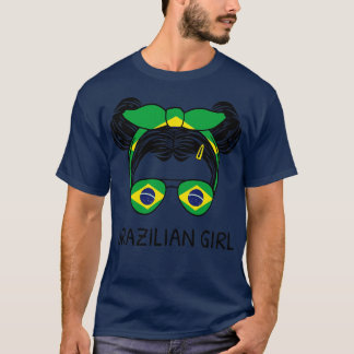 T-shirt Brésil Drapeau Brésilien Fille avec des armes Mess