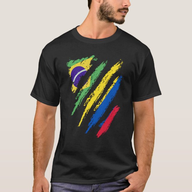 T-shirt Brésil Drapeau Colombie Grosse Patriot Stripes pay (Devant)