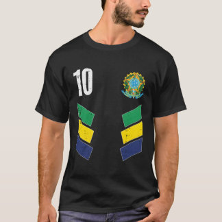 T-shirt Brésil Drapeau Numéro 10 Ventilateur De Football